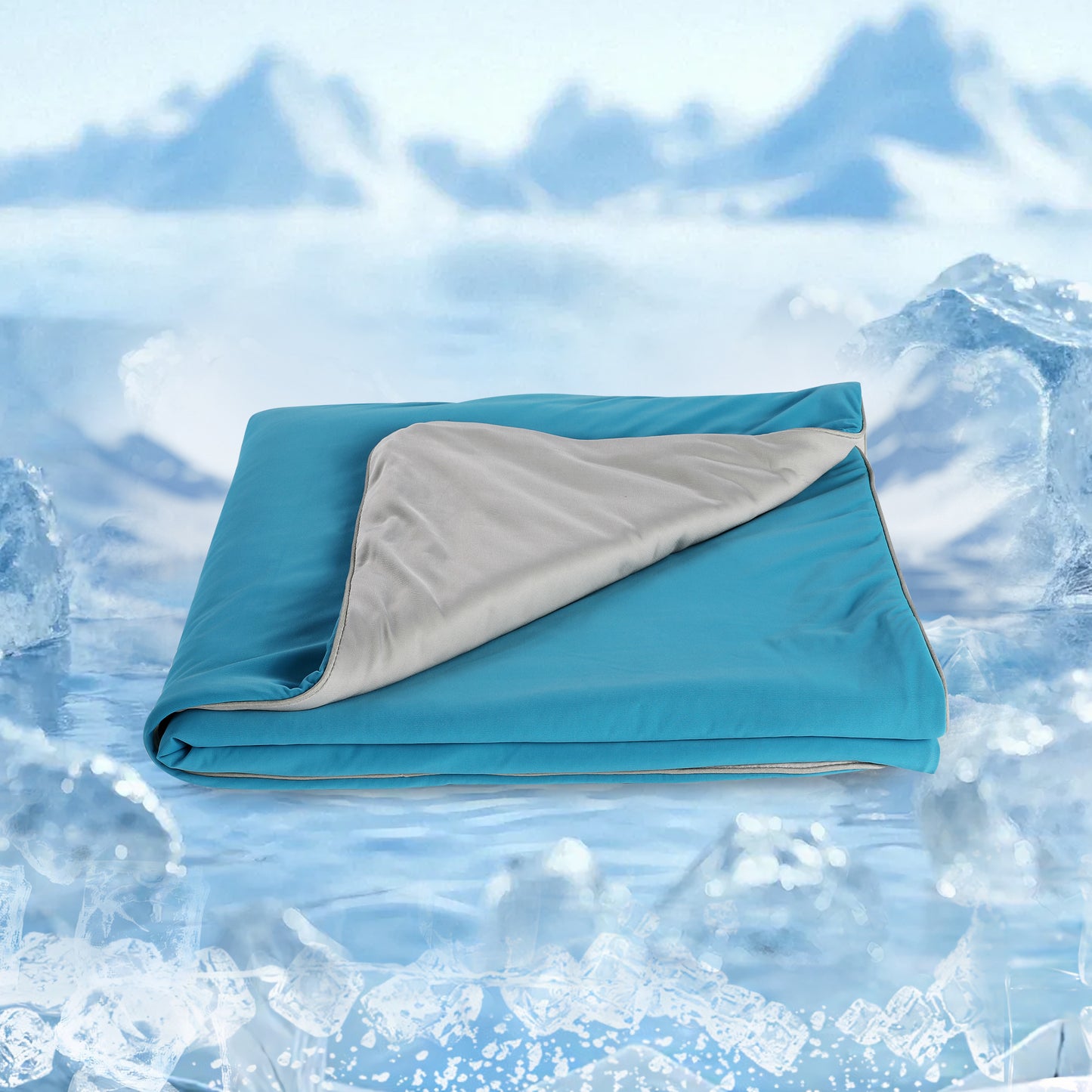 SUNNY HEAT Cooling Summer Comforter 28"x40", Cooling Blanket for Hot Sleepers, Lightweight Breathable Double-Sided Quilt, Blue & Gray