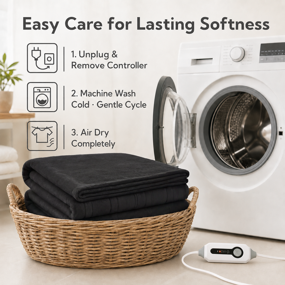 SUNNY HEAT Heated Electric Blanket Full Size 72''x84''- 4 Heat Levels & 10 Hours Auto Off, Fast Heating & Over-Heat Protection, Dark Gray
