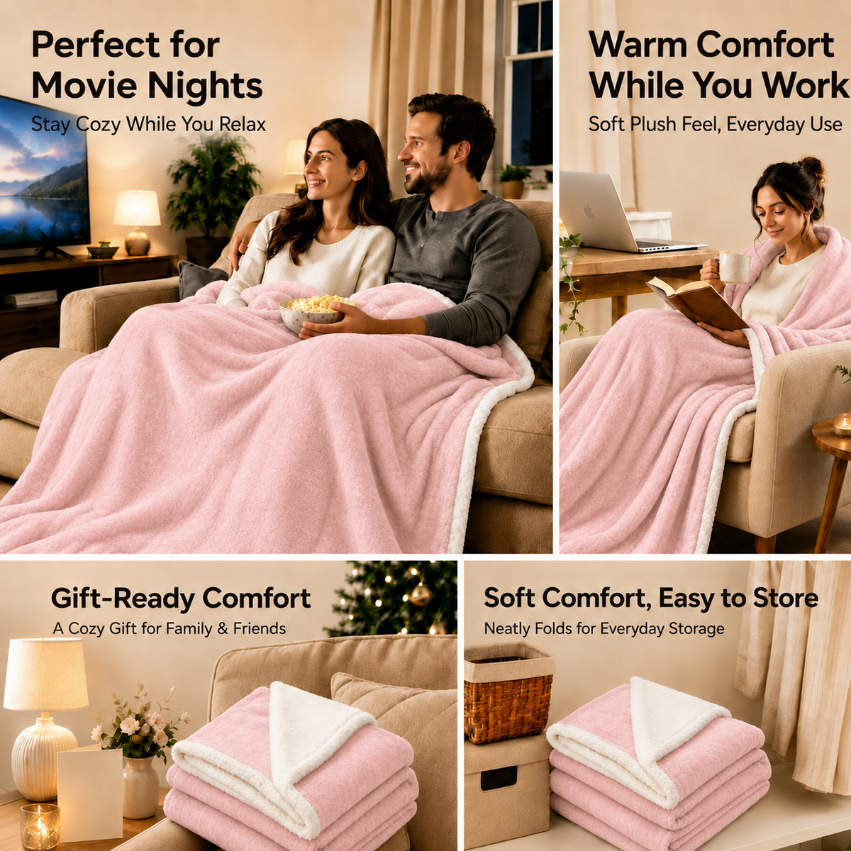 SUNNY HEAT Heated Electric Blanket King 90"×100", 10 Heat Settings, 1-12 Hour Auto Off, Washable, Cherry Blossom Pink