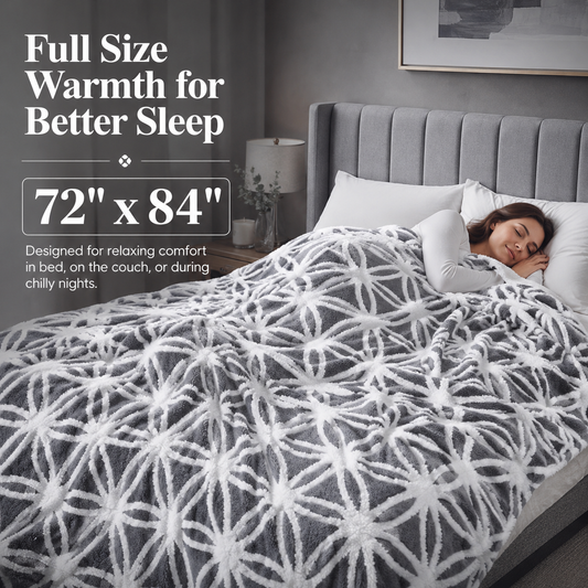 SUNNY HEAT Electric Heated Blanket 5 Heating Levels & 10 H Auto Shut Off, Warm Sherpa & Breathable, 72x84 Inch, Gray