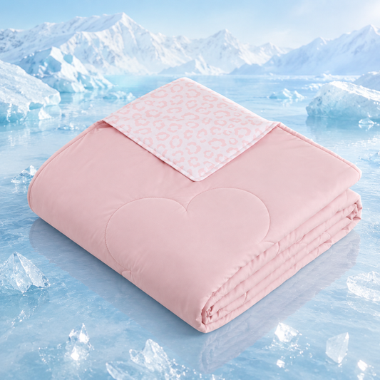 SUNNY HEAT Cooling Summer Comforter King Size 90"x108", Cooling Blanket for Hot Sleepers, Lightweight Breathable Double-Sided Quilt, Leopard Ice Pink