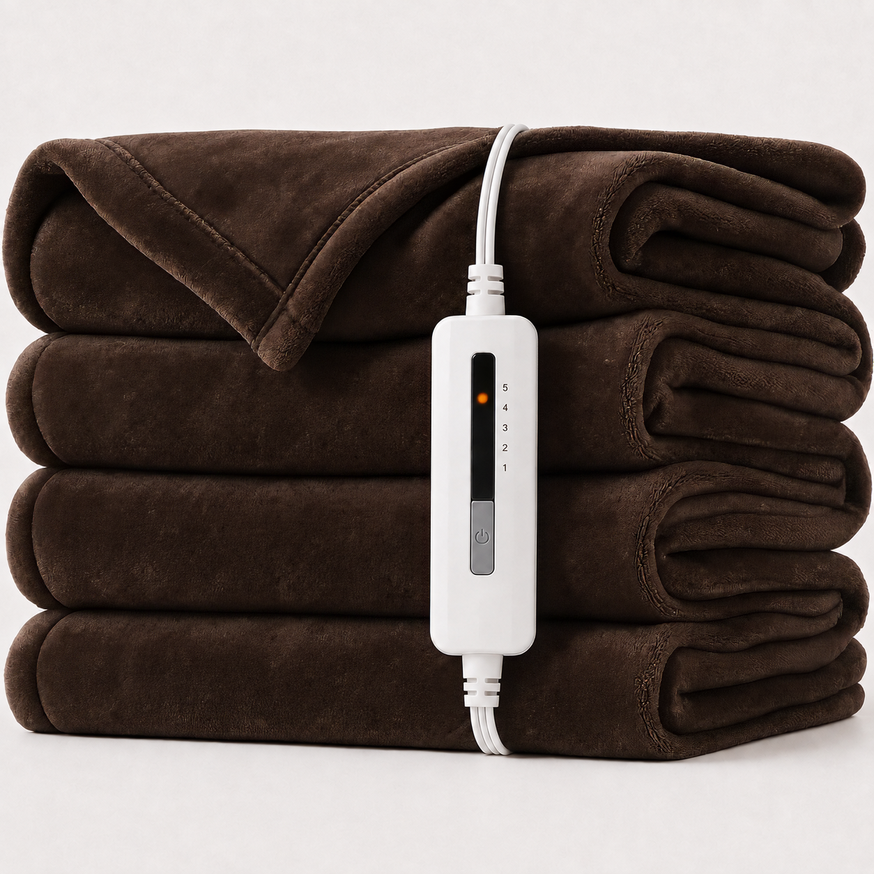 SUNNY HEAT Electric Blanket Heated Twin 62" x 84" -Fast Heating 5 Levels & 10H Auto off, Warm Soft Fannel Machine Washable, for Bed/Couch/Office, Cola Brown