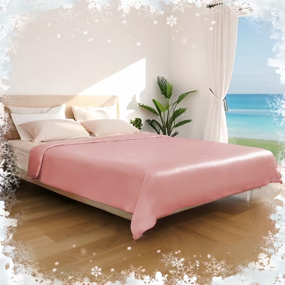 SUNNY HEAT Cooling Summer Comforter Queen Size 78"x90", Double-Sided Breathable Silk Summer Blanket for Hot Sleepers, Coral
