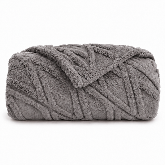 SUNNY HEAT Sherpa Blanket Twin Size 60"x80" All-Season Ultra Soft Bed Blanket Couch, Bed, Sofa, Travel Use, Light Grey