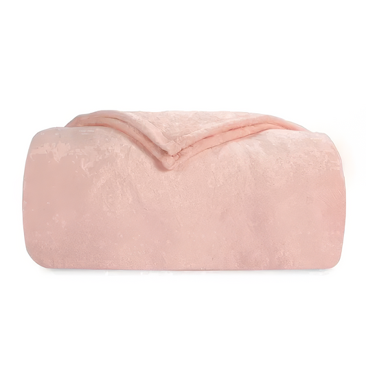 SUNNY HEAT Soft Flannel Blanket Summer Lightweight & Comfortable Bed Blanket Twin Size, Light Pink