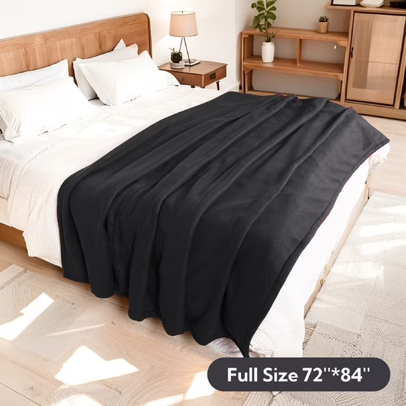SUNNY HEAT Heated Electric Blanket Full Size 72''x84''- 4 Heat Levels & 10 Hours Auto Off, Fast Heating & Over-Heat Protection, Dark Gray