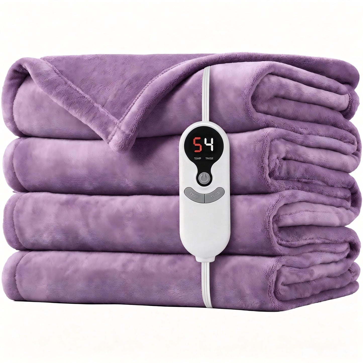 SUNNY HEAT Electric Blanket Heated Throw 50" x 60" -Fast Heating 9 Levels & 10H Auto off, Warm Soft Fannel Machine Washable, for Bed/Couch/Office, Dark Purple