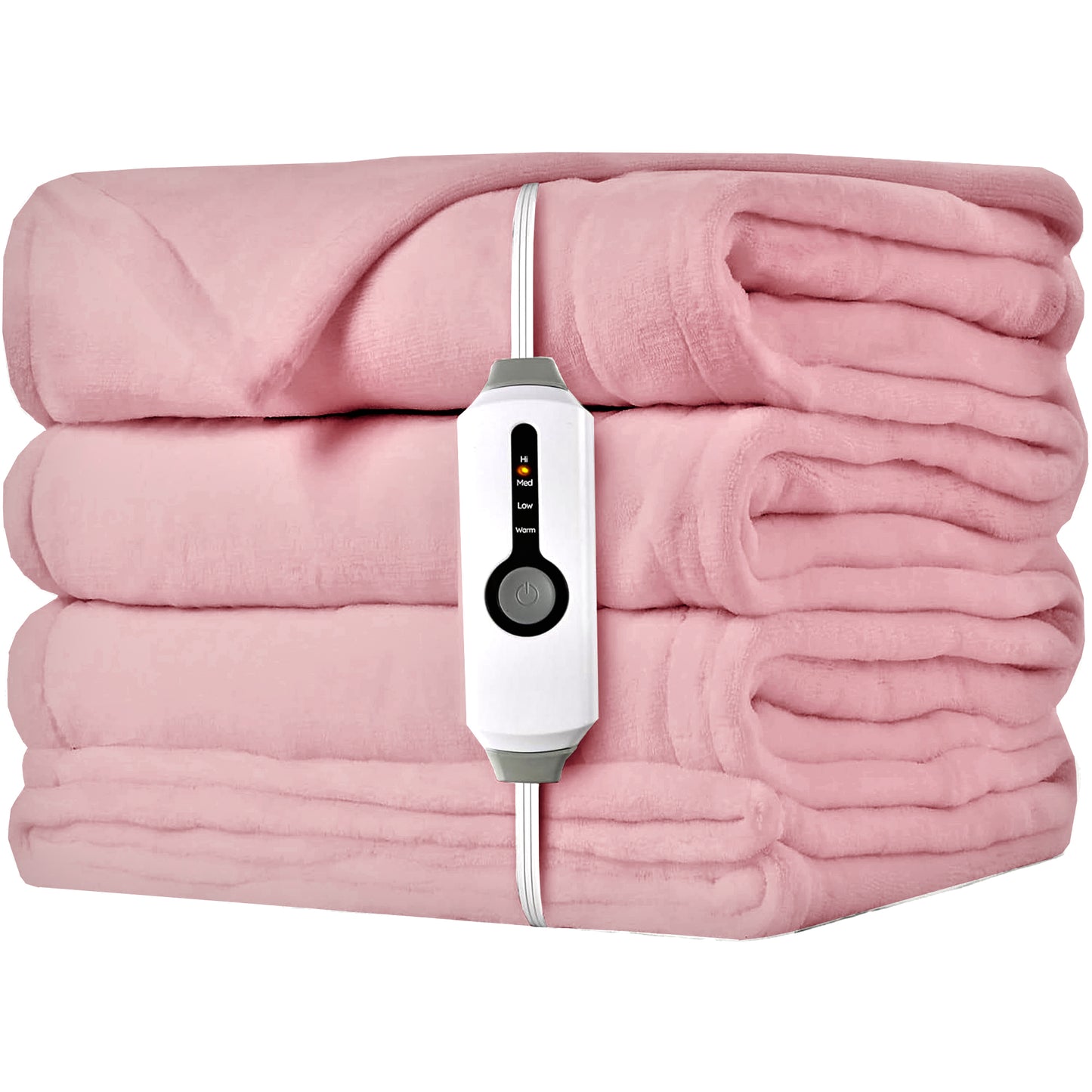 SUNNY HEAT Electric Heated Blanket Flannel 72" x 84" Full Size- 4 Heating Settings & 10 Hours Auto Off, Cozy Machine Washable-Pink