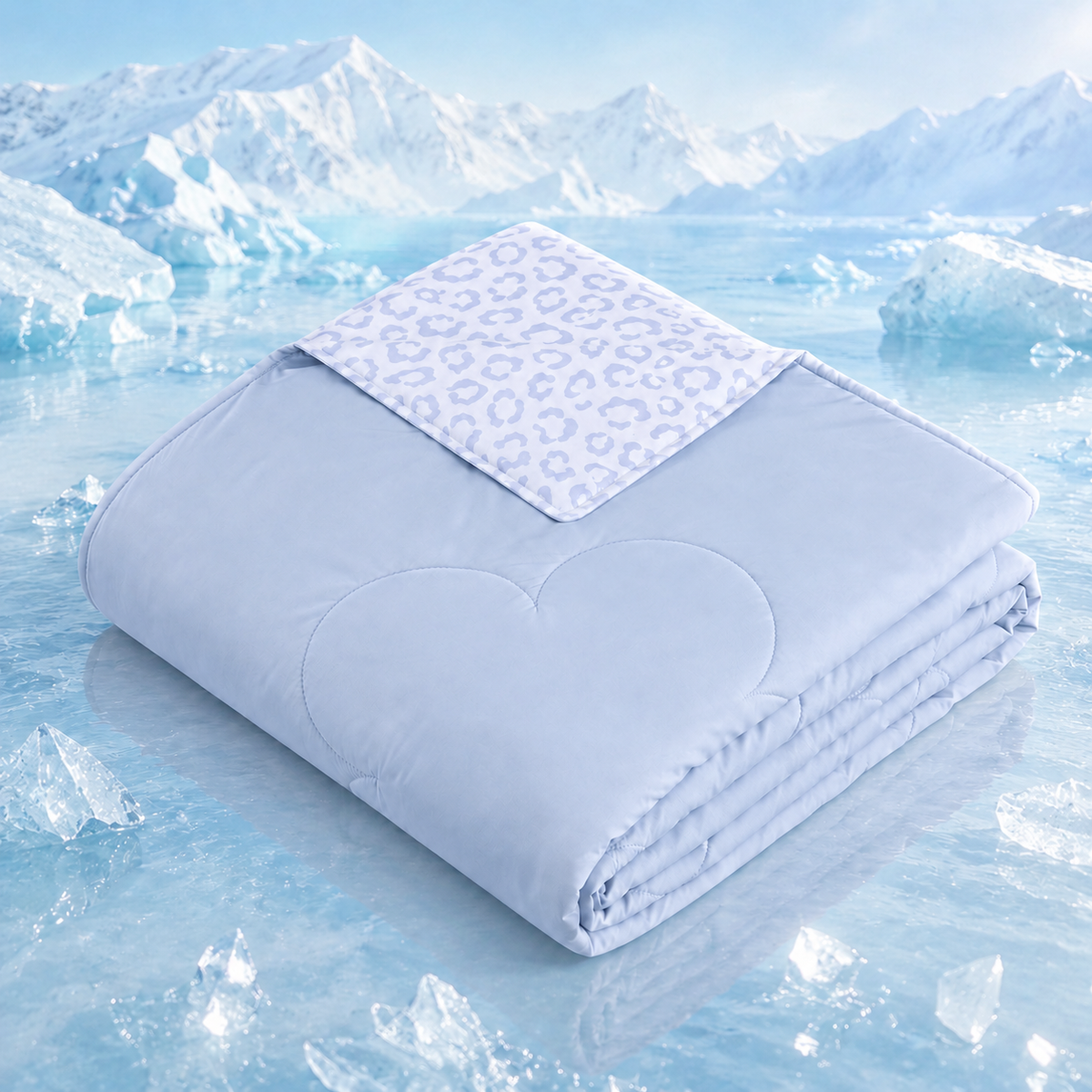 SUNNY HEAT Cooling Summer Comforter King Size 90"x108", Cooling Blanket for Hot Sleepers, Lightweight Breathable Double-Sided Quilt, Leopard Ice Blue
