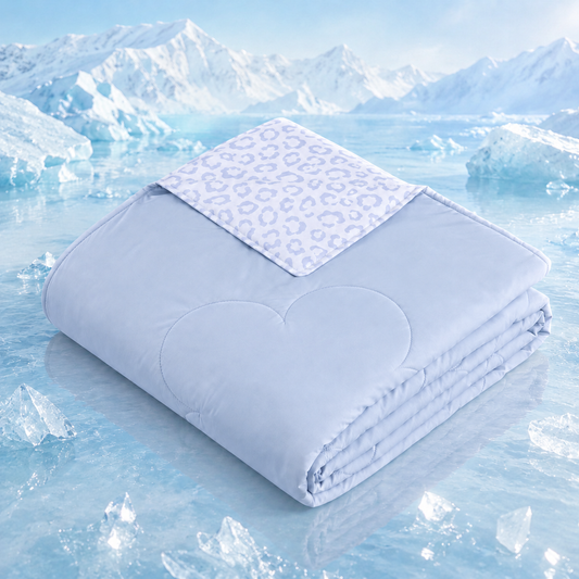 SUNNY HEAT Cooling Summer Comforter King Size 90"x108", Cooling Blanket for Hot Sleepers, Lightweight Breathable Double-Sided Quilt, Leopard Ice Blue