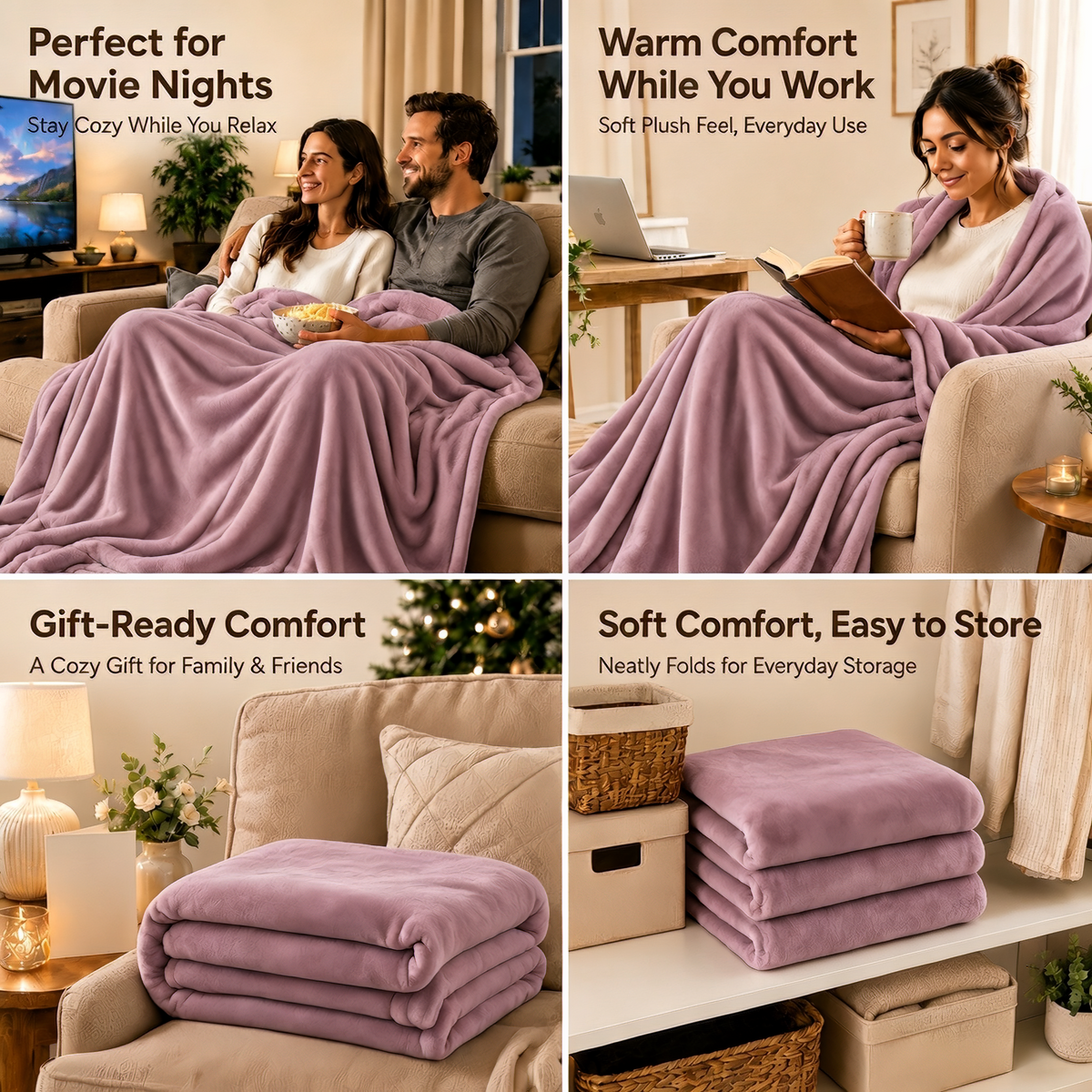 SUNNY HEAT Heated Electric Blanket King 90"×100", 10 Heat Settings, 1-12 Hour Auto Off, Washable, Berry