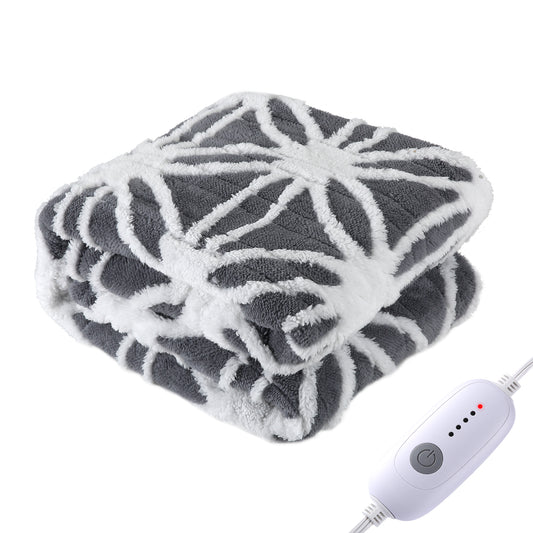 SUNNY HEAT Electric Heated Blanket 5 Heating Levels & 10 H Auto Shut Off, Warm Sherpa & Breathable, 72x84 Inch, Gray