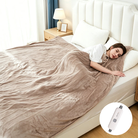 SUNNY HEAT Electric Heated Blanket Full Size 72" x 84" Soft Flannel with 4 Levels Heating & 10Hs Auto off, Machine Washable, Linen