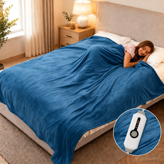 SUNNY HEAT Electric Heated Blanket Full Size 72" x 84" Soft Flannel with 4 Levels Heating & 10Hs Auto off, Machine Washable,Teal