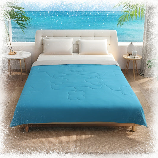 SUNNY HEAT Cooling Summer Comforter Queen Size 90"x90", Cooling Blanket for Hot Sleepers, Lightweight Breathable Double-Sided Quilt, Blue & Gray