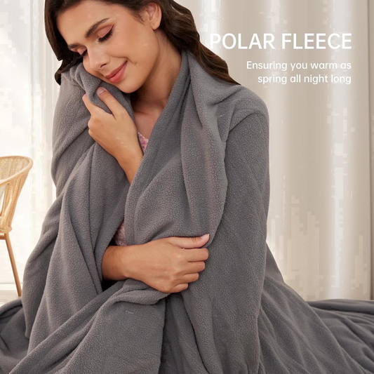 SUNNY HEAT Electric Heated Blanket Full Size 72" x 84" Soft Fleece with 4 Levels Heating & 10Hs Auto off, Machine Washable, Grey