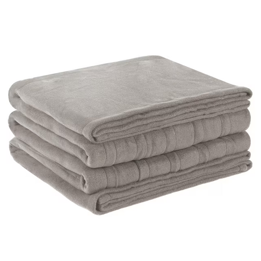 SUNNY HEAT Heated Electric Blanket Full Size 72" x 84" Quilted Fleece, Fast Heating Soft and Cozy Blanket with 4 Heating Levels & 10 Hours Timer Settings, Machine Washable, Light Grey