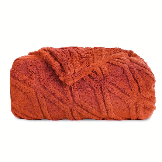 SUNNY HEAT Sherpa Blanket Queen Size 60''x80'' All-Season Lightweight Ultra Soft Bed Blanket Couch, Bed, Sofa, Travel Use, Gift, Pumpkin