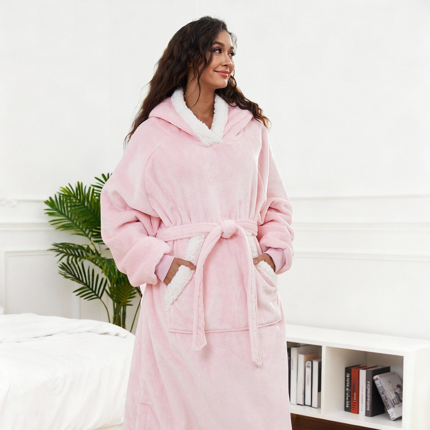 SUNNY HEAT Oversize Wearable Blanket, Light Pink - Warm Cozy for Bed Sofa Travel