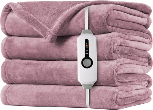 SUNNY HEAT Heated Electric Blanket Full Size 72"x84" with 4 Heating Levels & 10 Auto Off - Winter Comfortable Relaxation Heated Blanket for office & Bedding, Purple