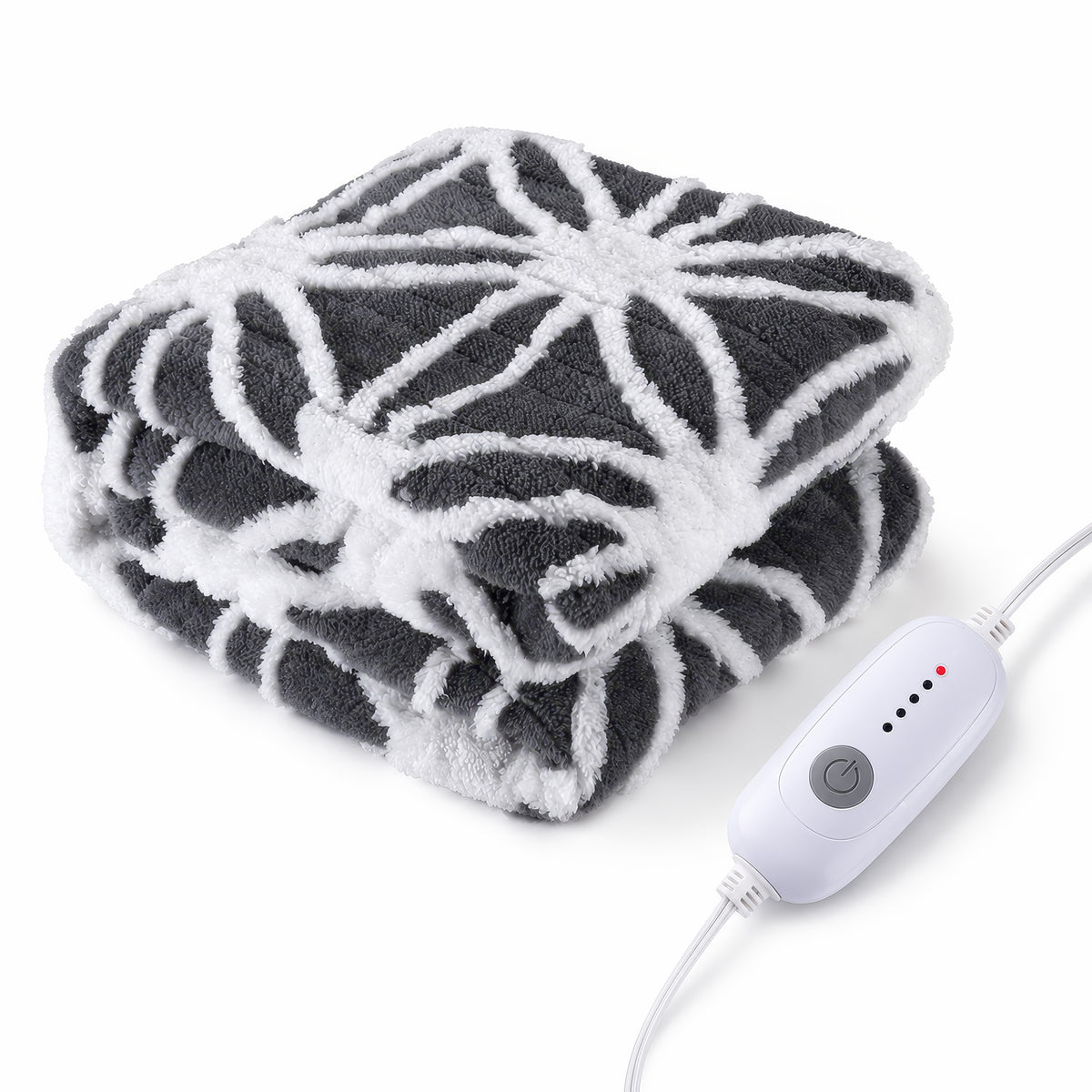 SUNNY HEAT Electric Heated Blanket 5 Heating Levels & 3 H Auto Shut Off, Warm Sherpa & Breathable, 50x60 Inch, Gray