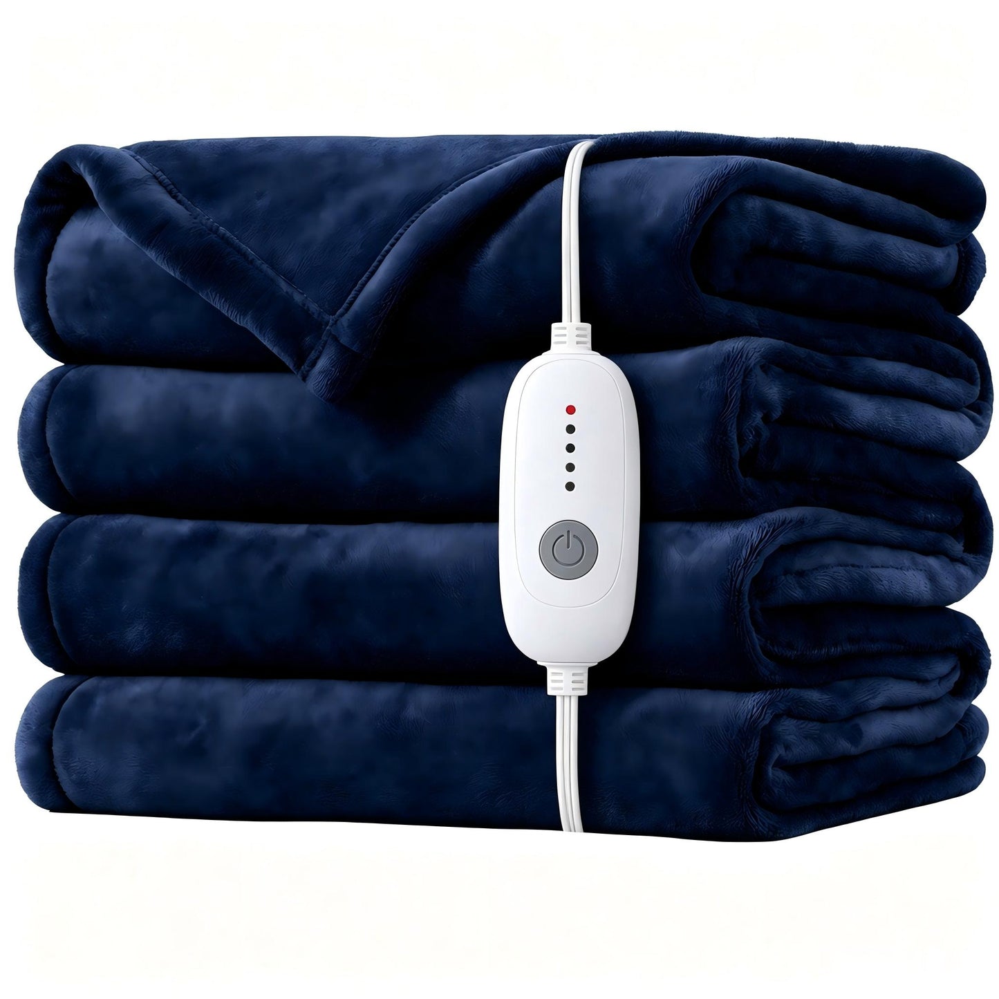 SUNNY HEAT Electric Blanket Heated Full 72" x 84" -Fast Heating 4 Levels & 10H Auto off, Warm Soft Fannel Machine Washable, for Bed/Couch/Office, Dark Blue