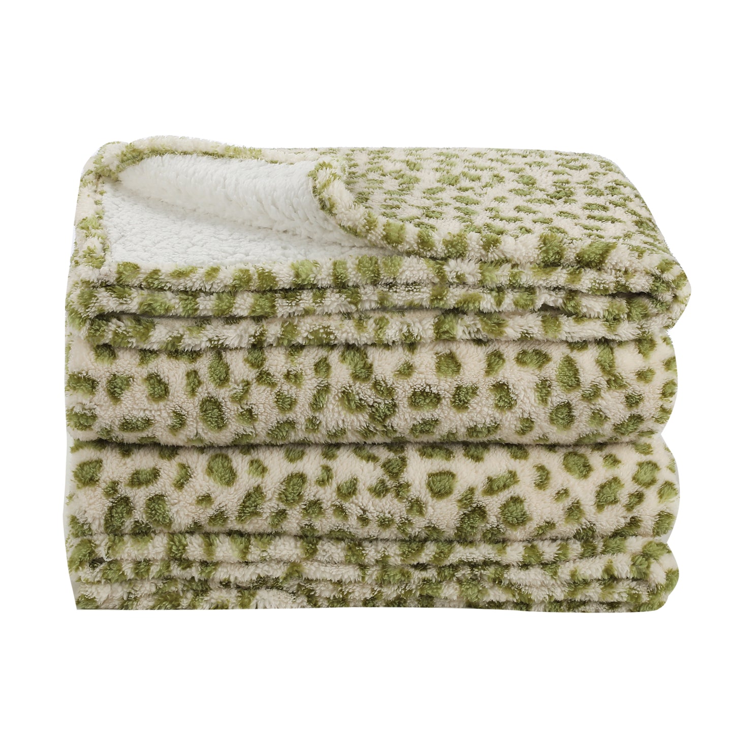 SUNNY HEAT Blanket 90''x110'' All-Season Ultra Soft Bed Blanket Couch, Bed, Sofa, Travel Use, green and white