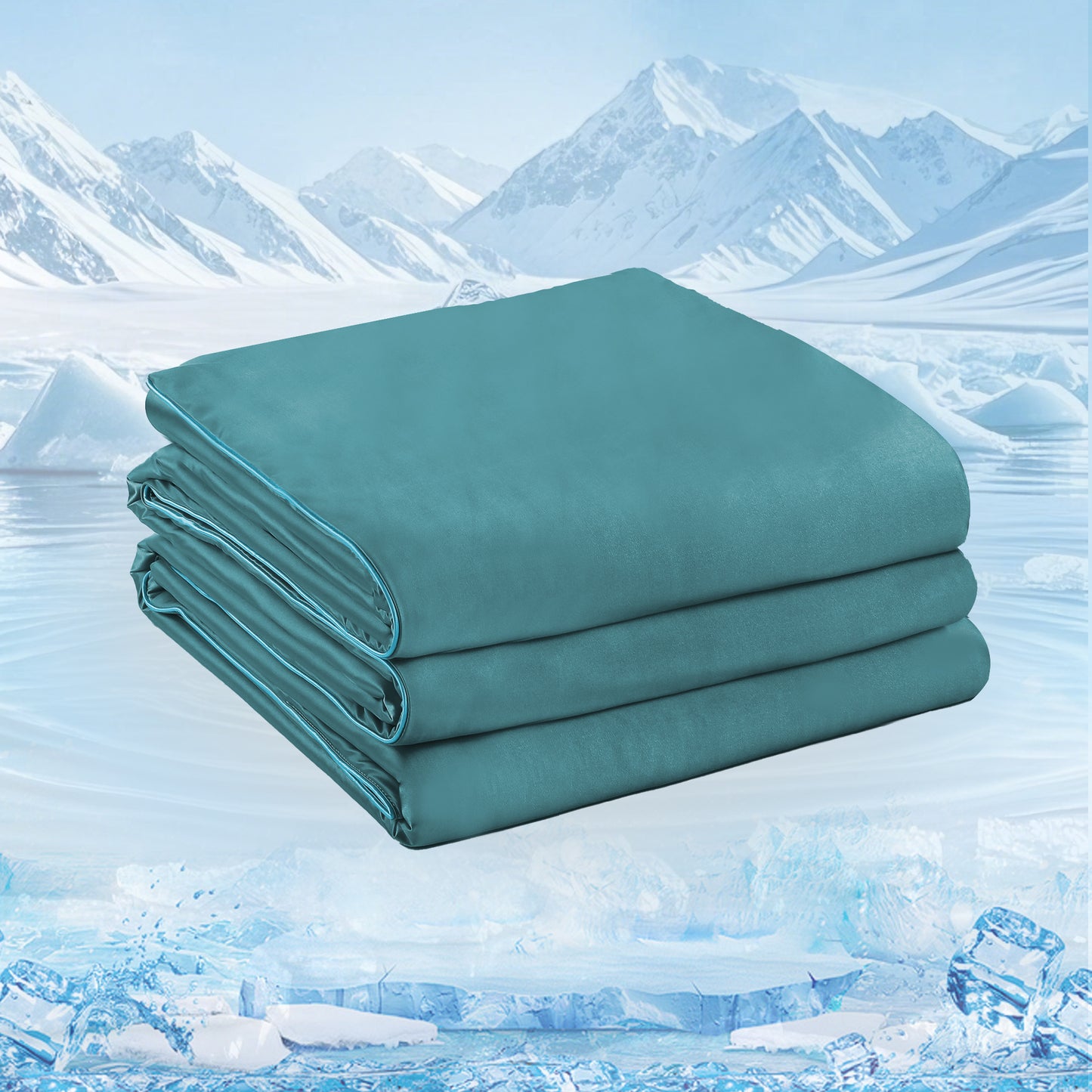 SUNNY HEAT Cooling Comforter Cal King, Reversible All Season Cooling Blanket, Teal, 90"x108"