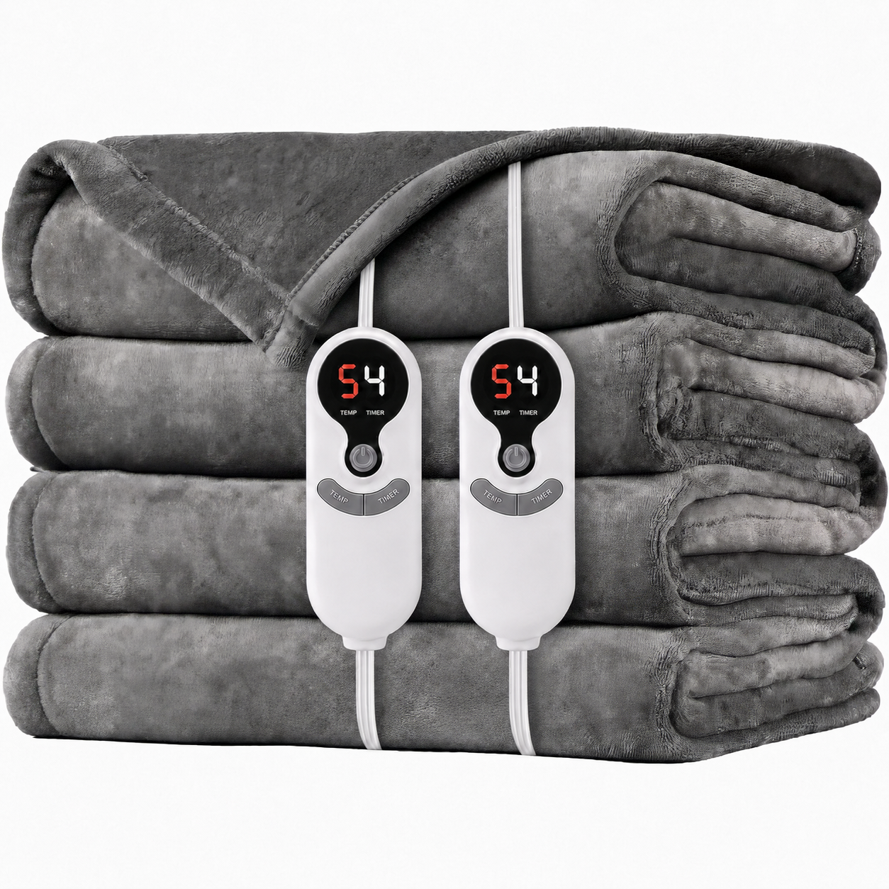 SUNNY HEAT Electric Blanket Heated Queen 84" x 90" -Fast Heating 9 Levels & 10H Auto off, Warm Soft Fannel Machine Washable, for Bed/Couch/Office, Light Grey