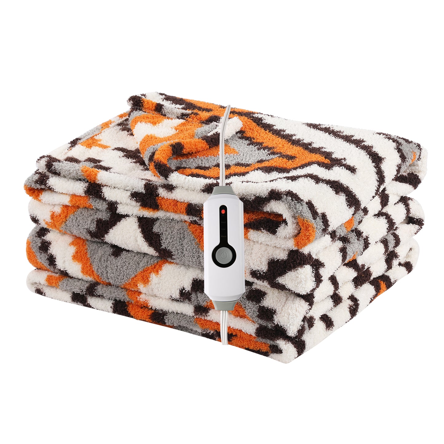 SUNNY HEAT Electric Heated Blanket Throw size 50''x60'' Warm Machine Washable- Multi‑color Plaid