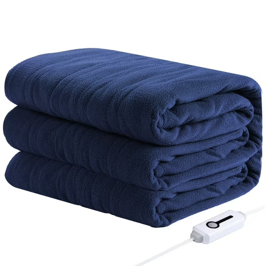 Electric Heated Blanket Full 72"*84" 4 Heat Settings,10 H Auto Shut-Off, Soft Shaker Fleece Oversized Design Heating Blanket, ETL Certified, Midnight Blue