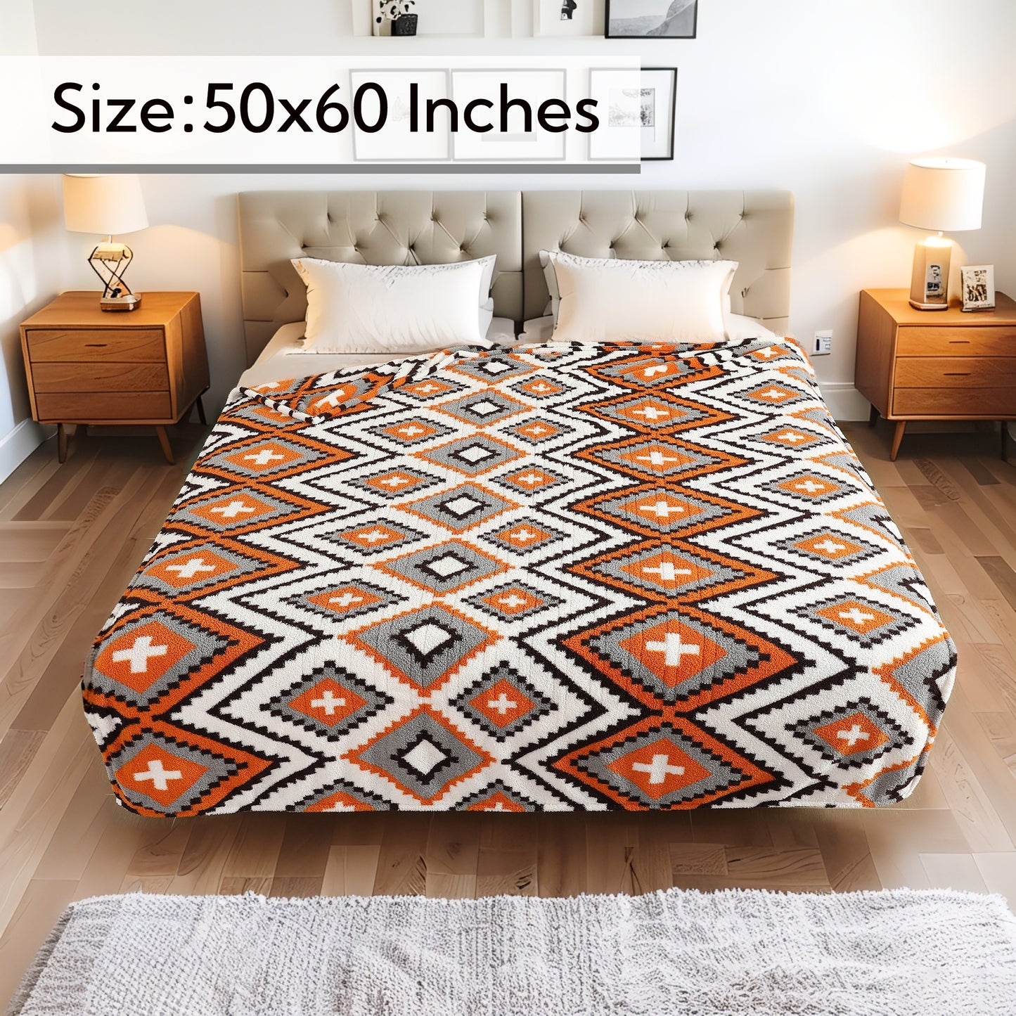 SUNNY HEAT Electric Heated Blanket Throw size 50''x60'' Warm Machine Washable- Multi‑color Plaid