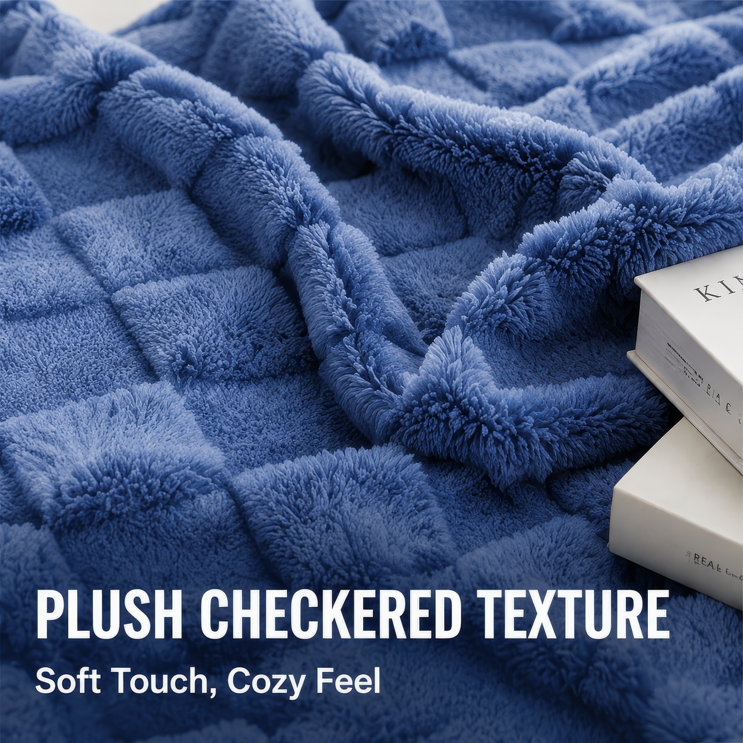 SUNNY HEAT Bed Blanket 78×90 Inches, Breathable and Cozy Microplush for Bed Sofa Couch, Suitable for All Seasons, Classic Blue