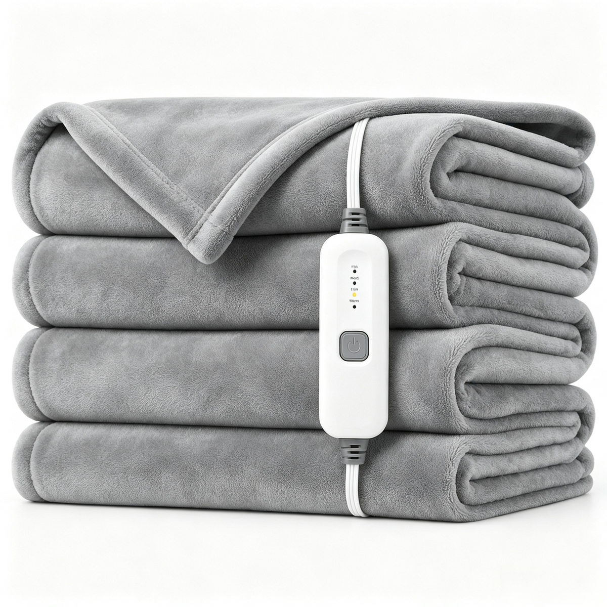 SUNNY HEAT Electric Heated Blanket Full Size 72" x 84" Soft Flannel with 4 Levels Heating & 10Hs Auto off, Machine Washable, Light Gray