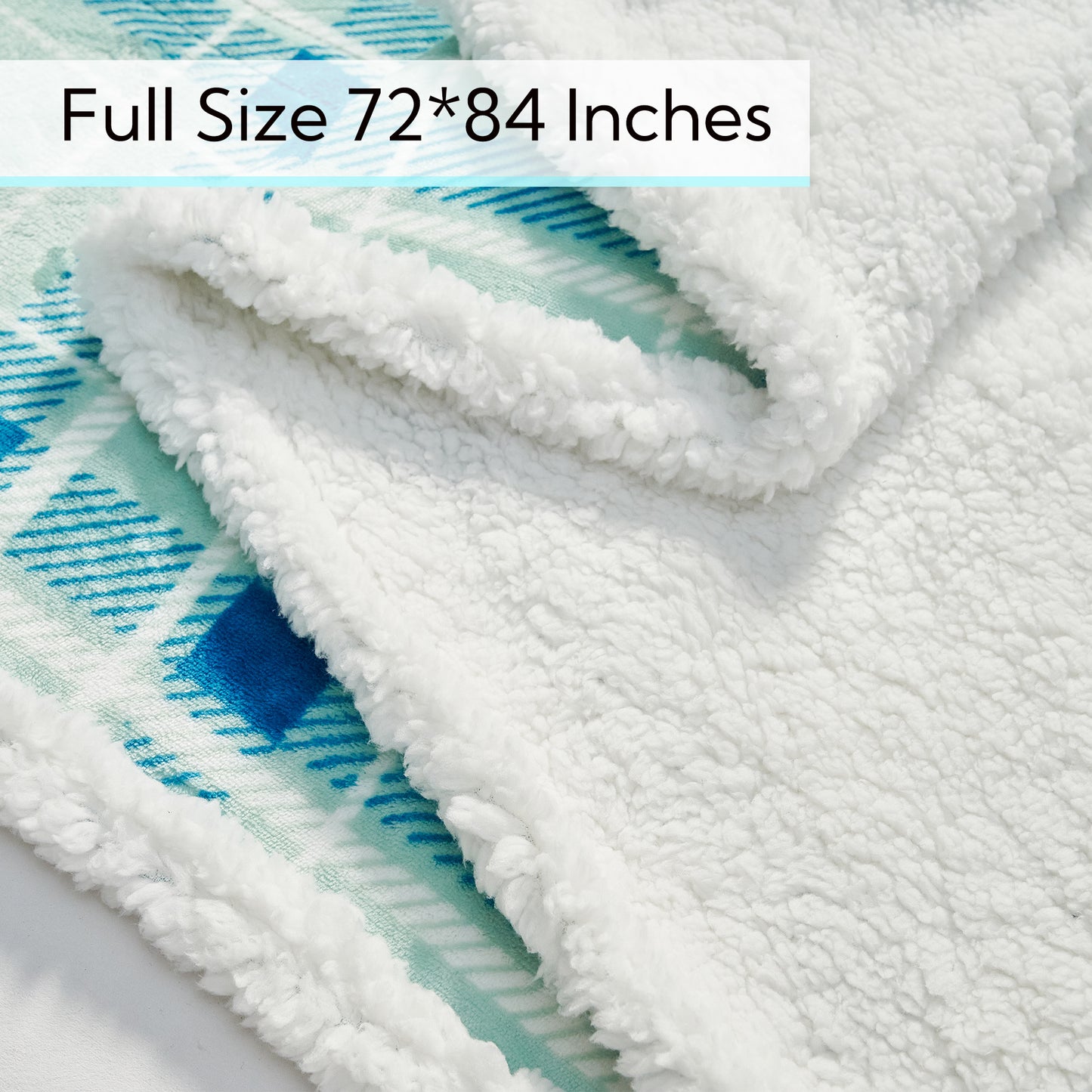 SUNNY HEAT Electric Heated Blanket 72"x84" Full Size, 10 Heating Levels & 12 H Auto Shut Off, Cotton & Microplush Plaid, Green