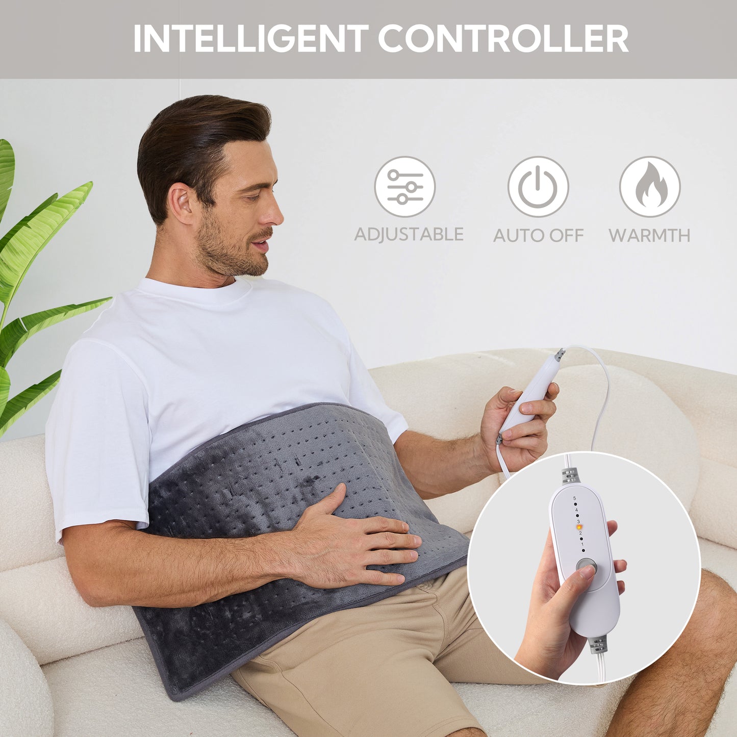 SUNNY HEAT Gray Heating Pad for Body Aches & Pains, Automatic Shut off, 1 Piece