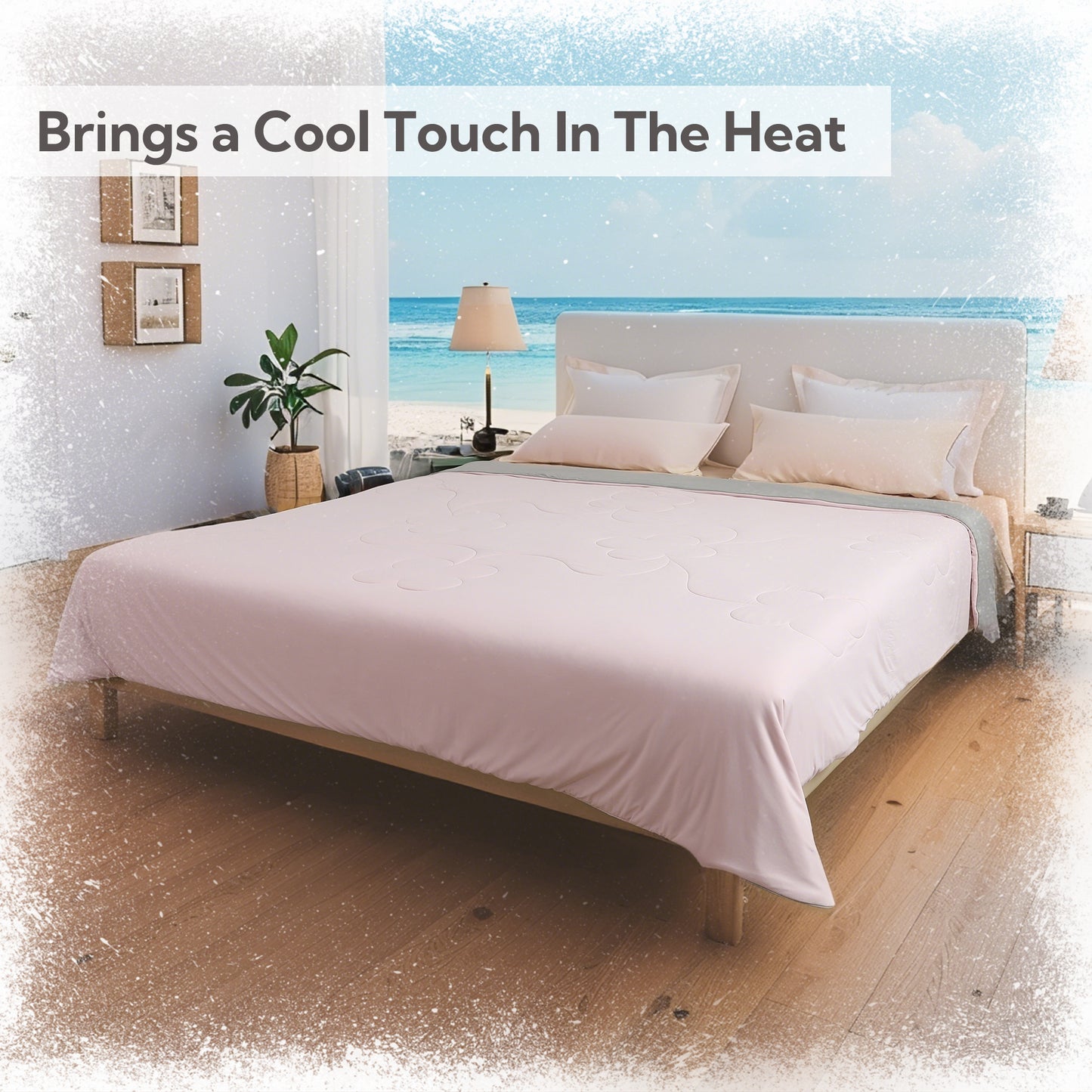 SUNNY HEAT Cooling Summer Comforter Twin Size 60"x80", Cooling Blanket for Hot Sleepers, Lightweight Breathable Double-Sided Quilt, Pink & Gray