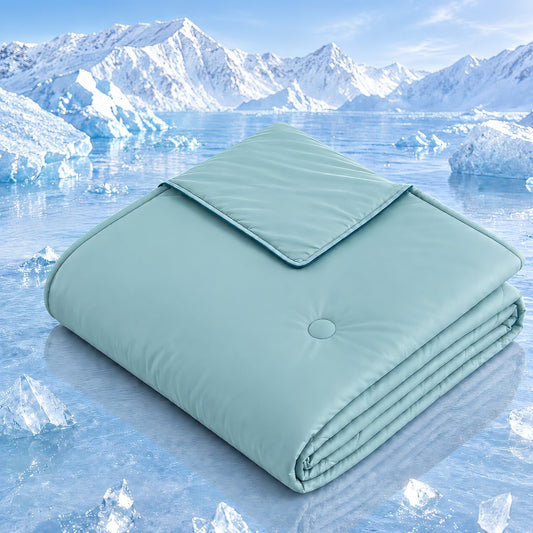 SUNNY HEAT Twin Cooling Comforter for Hot Sleepers, Double-Sided Cooling Blanket for Summer, Breathable Lightweight Bedding, Teal, 60"x80"