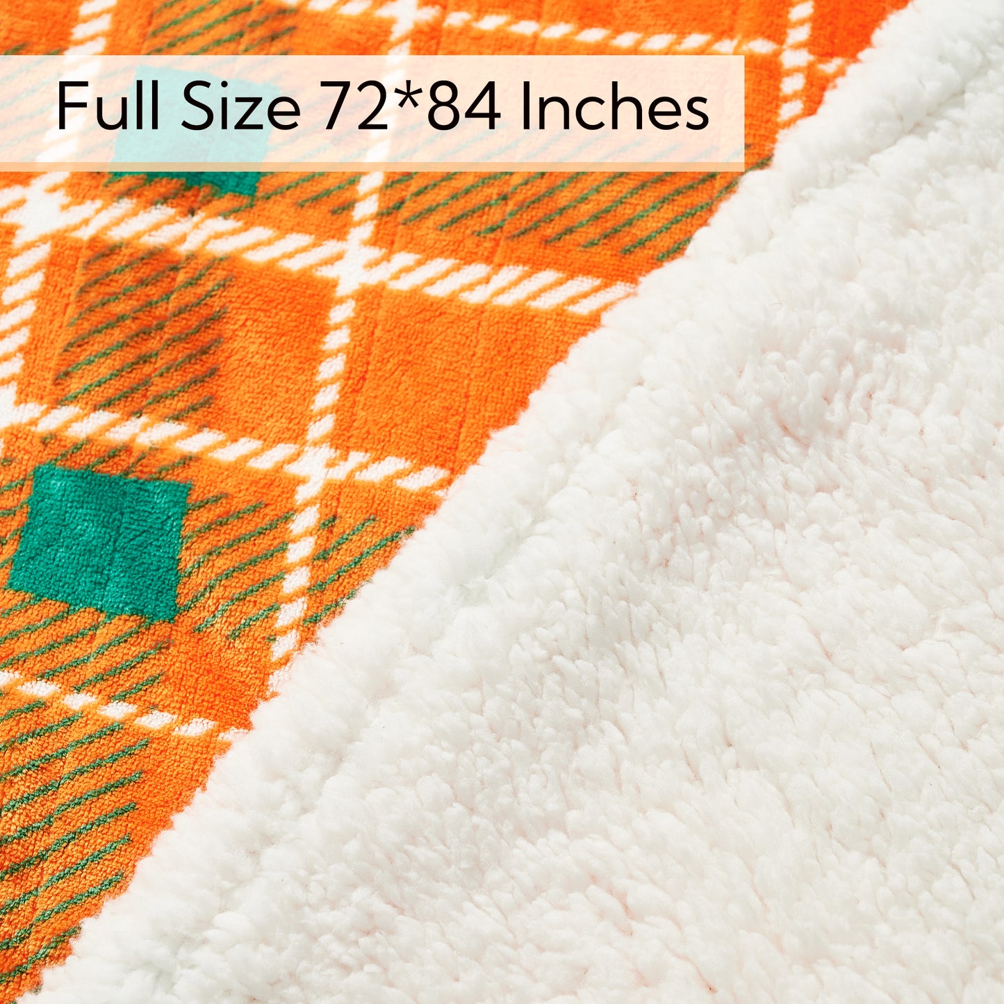 SUNNY HEAT Electric Heated Blanket 72"x84" Full Size, 10 Heating Levels & 12 H Auto Shut Off, Cotton & Microplush Plaid, Orange