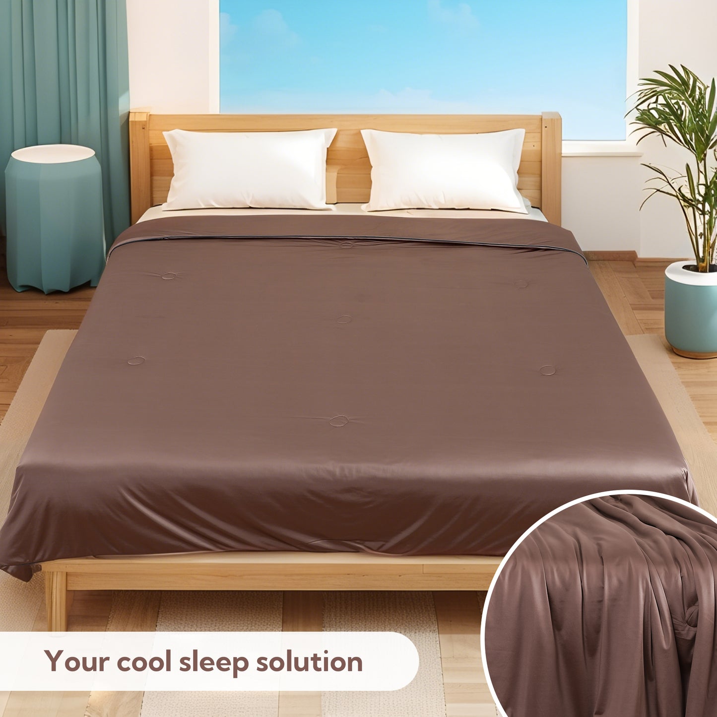 SUNNY HEAT Cooling Comforter Twin XL Size for Hot Sleepers and Night Sweats, Cocoa Brown, 59"x79"