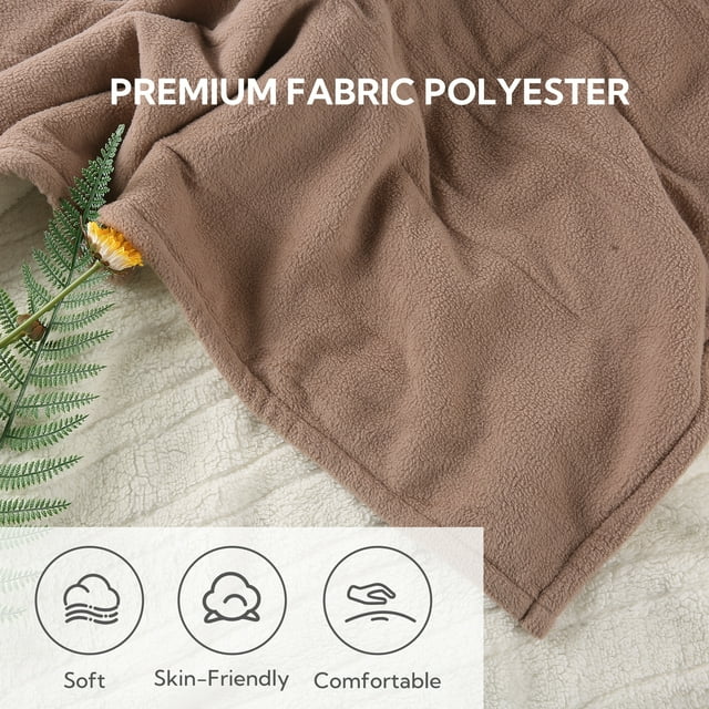 SUNNY HEAT Electric Heated Blanket 50'' x 60'', Soft and Comfortable Sherpa Electric Blanket, Linen