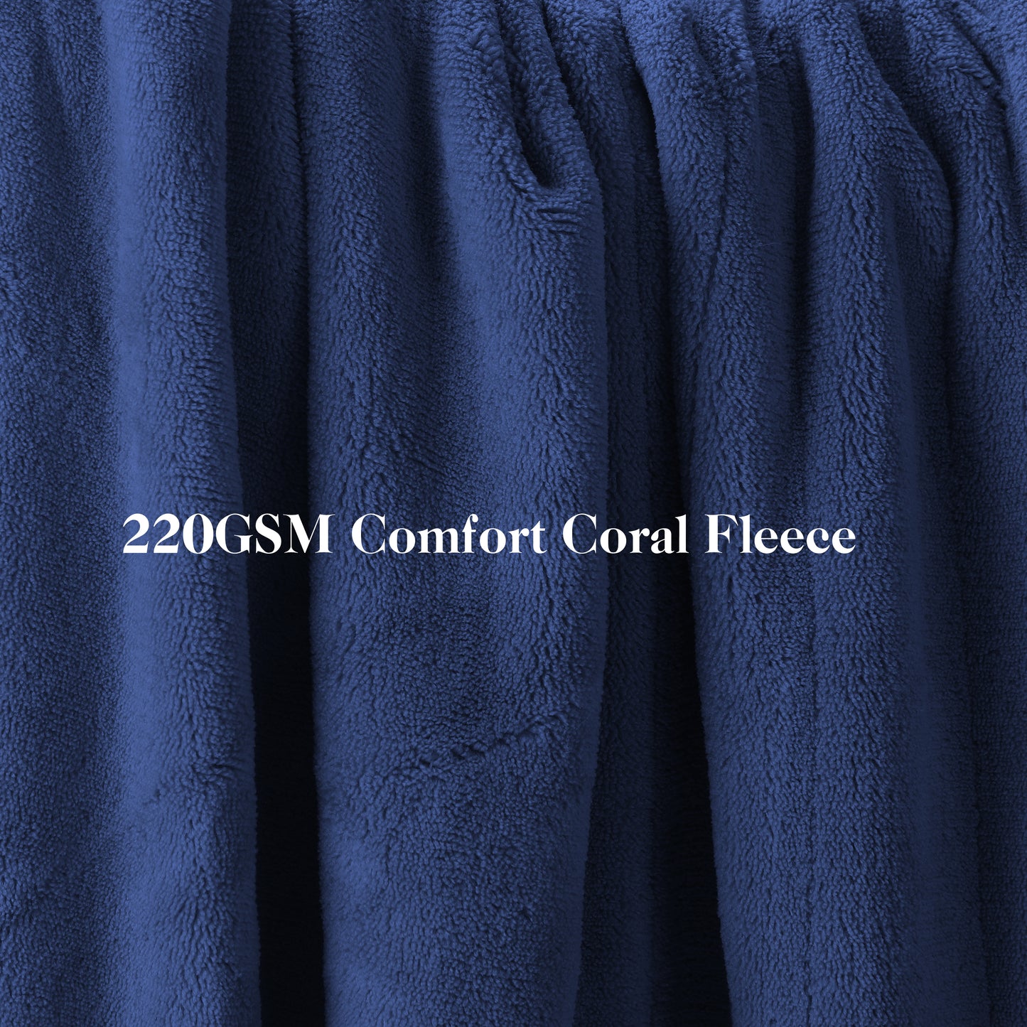 Electric Heated Blanket Coral Fleece 72" x 84" Full Size-4 Heating Settings & 10 Hours Auto Off, Breathable Machine Washable-Dark Blue