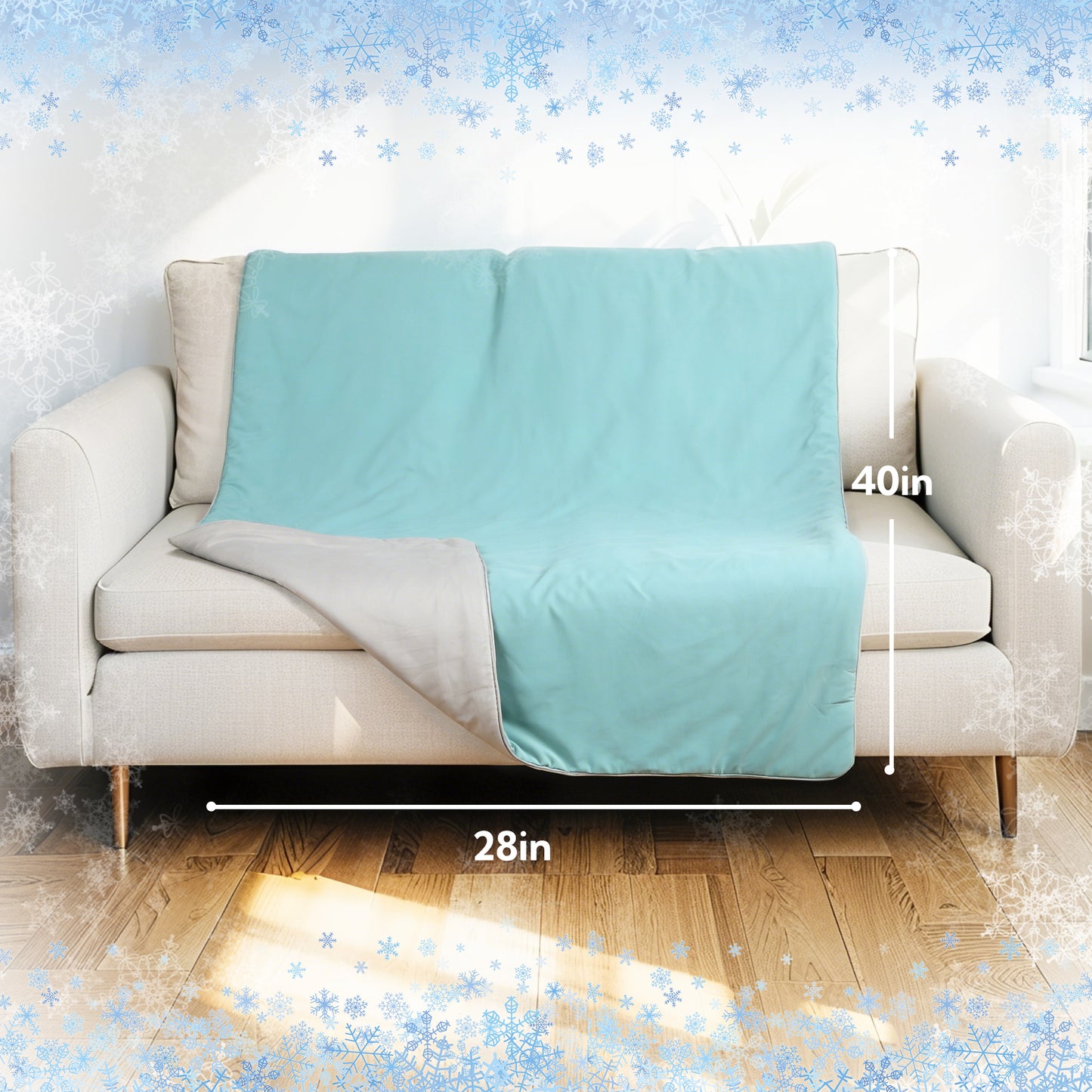 SUNNY HEAT Cooling Summer Comforter 28"x40", Cooling Blanket for Hot Sleepers, Lightweight Breathable Double-Sided Quilt, Green & Gray