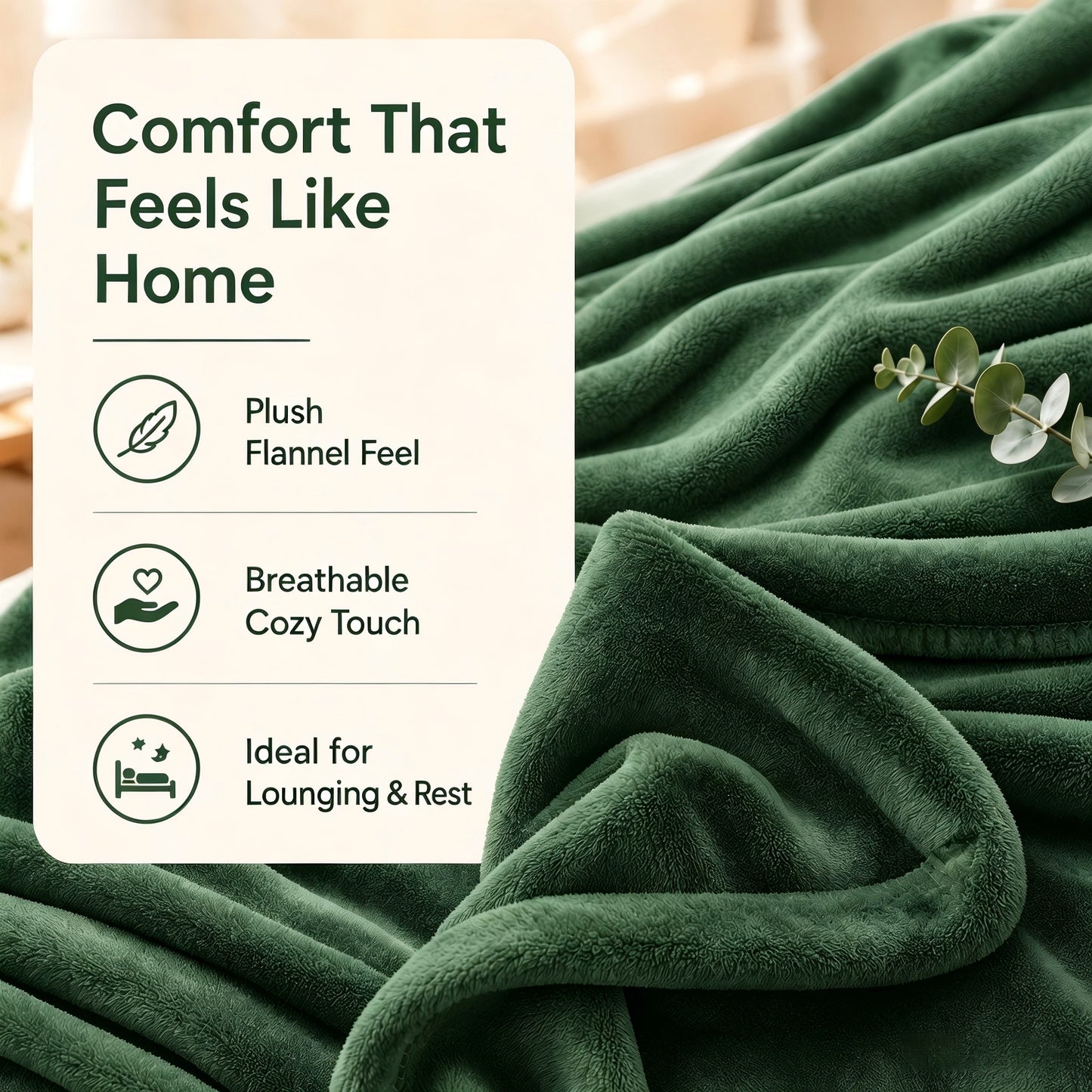 SUNNY HEAT Electric Blanket Heated Twin 62" x 84" -Fast Heating 5 Levels & 10H Auto off, Warm Soft Fannel Machine Washable, for Bed/Couch/Office, Pine Green