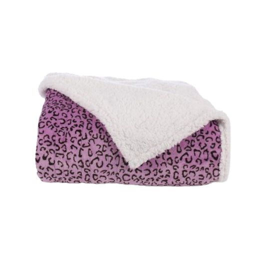 SUNNY HEAT Heated Electric Blanket Full Size 72'' x 84'' 6 Heating Levels & 1-10 Hours Auto Off , Leopard Black & Purple