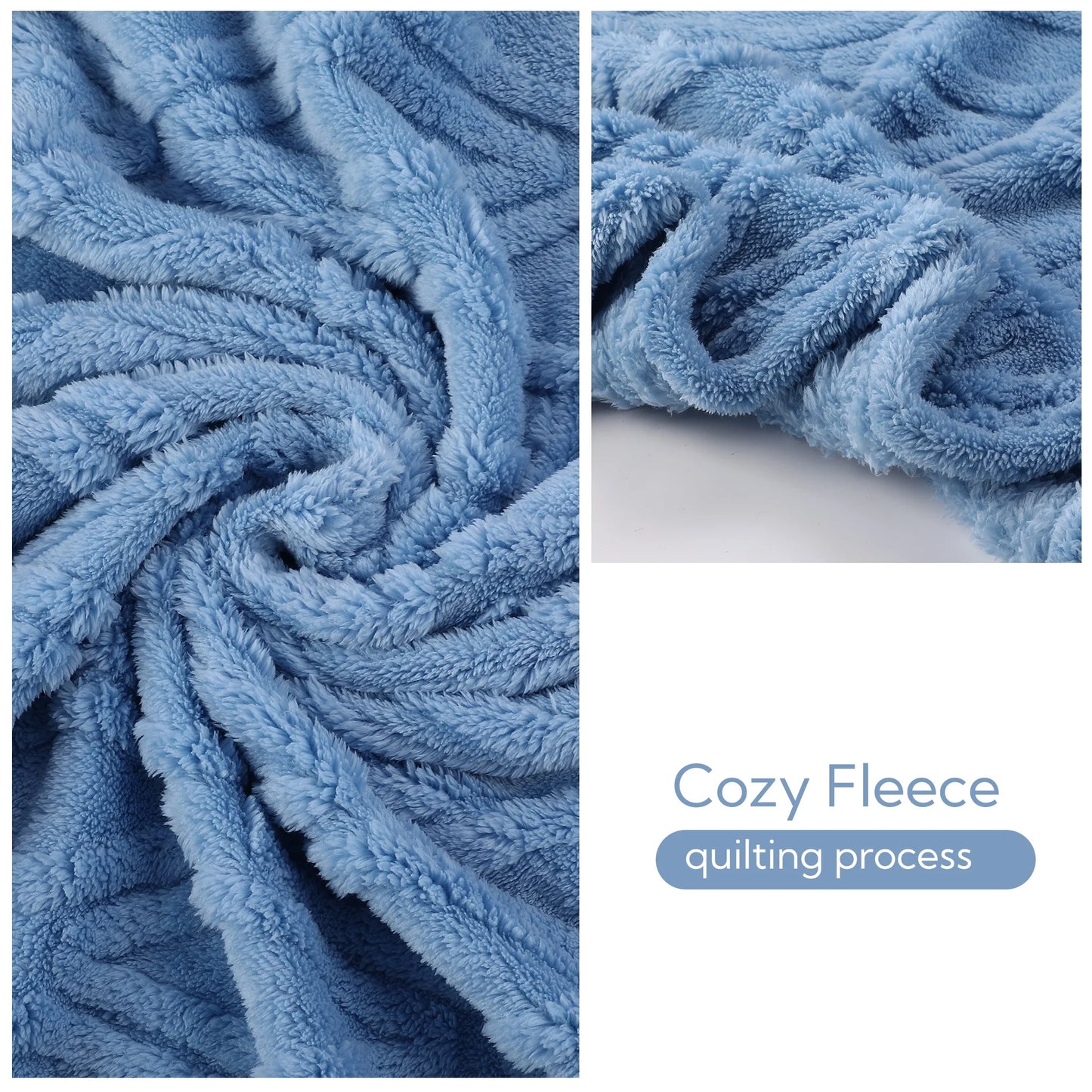SUNNY HEAT Sherpa Blanket Queen Size 60''x80'' All-Season Ultra Soft Bed Blanket Couch, Bed, Sofa, Travel Use, Light Sky Blue