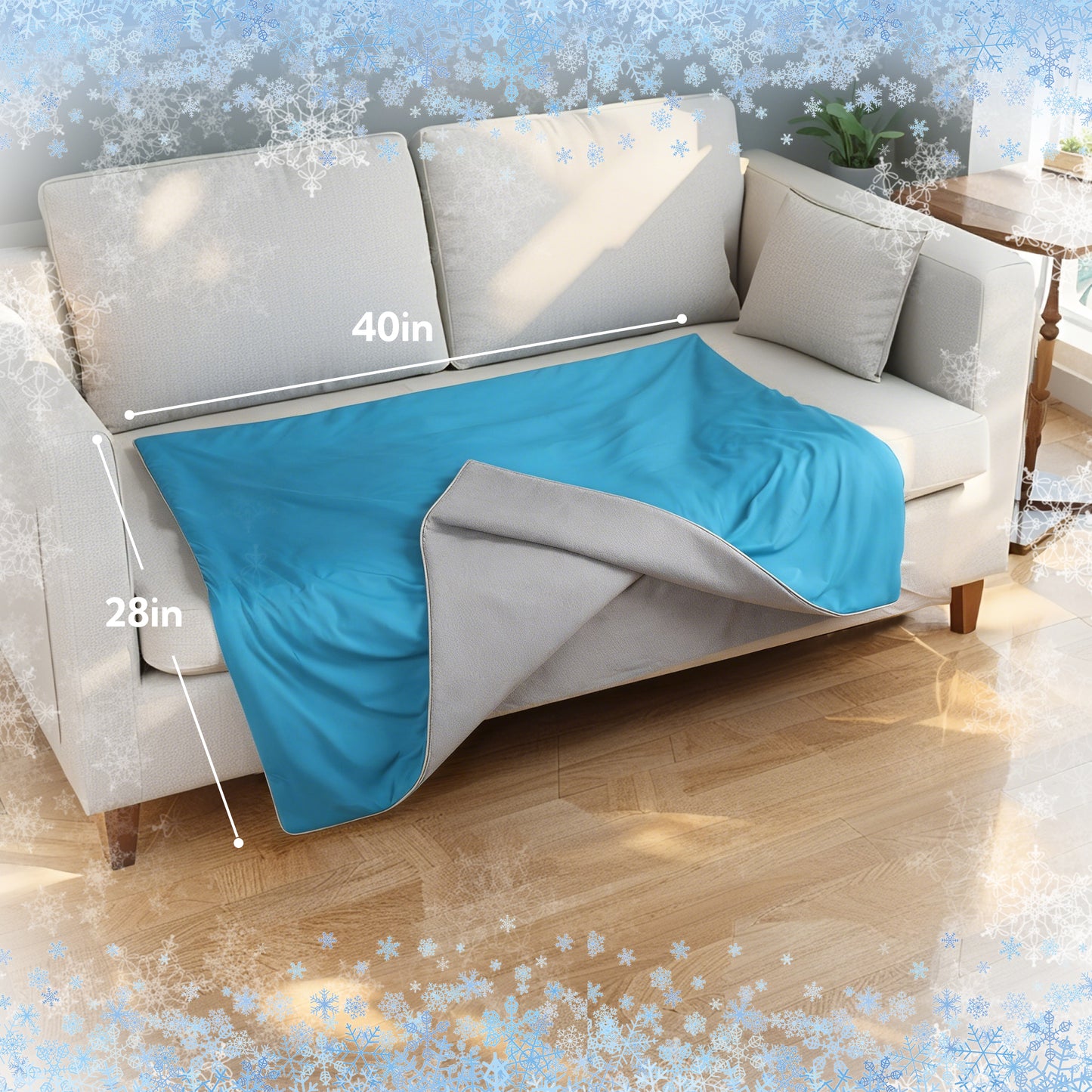 SUNNY HEAT Cooling Summer Comforter 28"x40", Cooling Blanket for Hot Sleepers, Lightweight Breathable Double-Sided Quilt, Blue & Gray