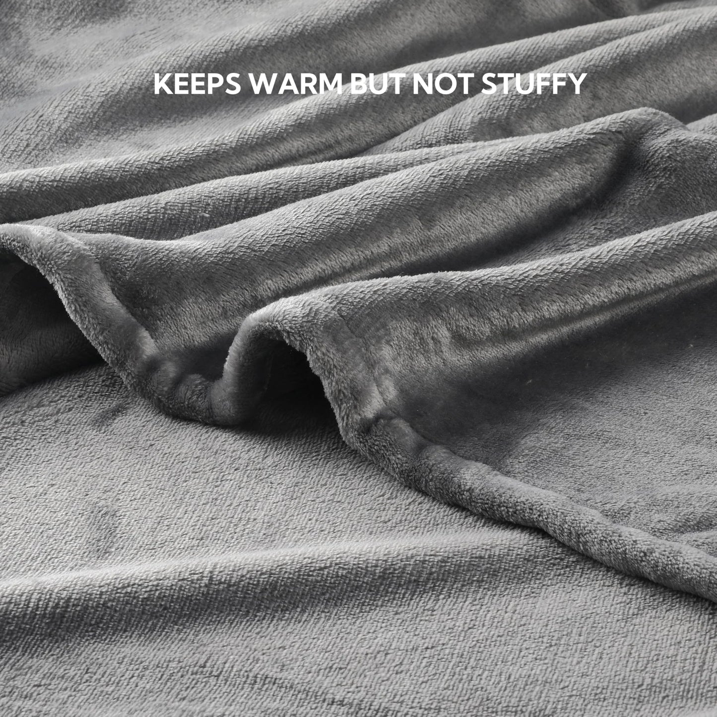 SUNNY HEAT Electric Heated Blanket Flannel Queen Size 84" x 90", 4 Heating Settings & 10 Hours Auto Off, Cozy Dual Control, Light Grey