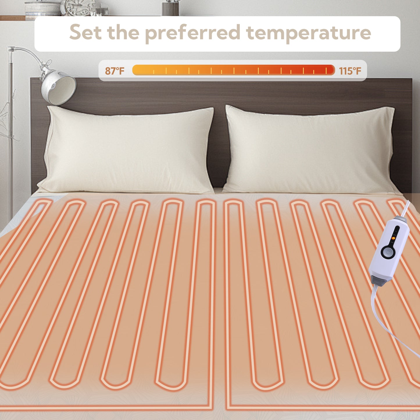SUNNY HEAT Electric Mattress Pad Full Size with 4 Heat Setting 10H Auto-off, Hexagon White