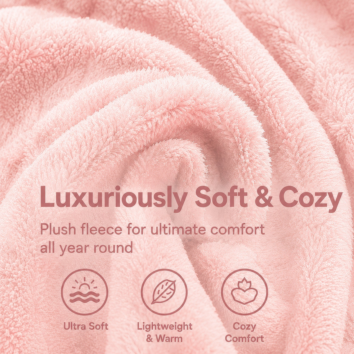 SUNNY HEAT Bed Blanket 78×90 Inches, Breathable and Cozy Microplush for Bed Sofa Couch, Suitable for All Seasons, Pink